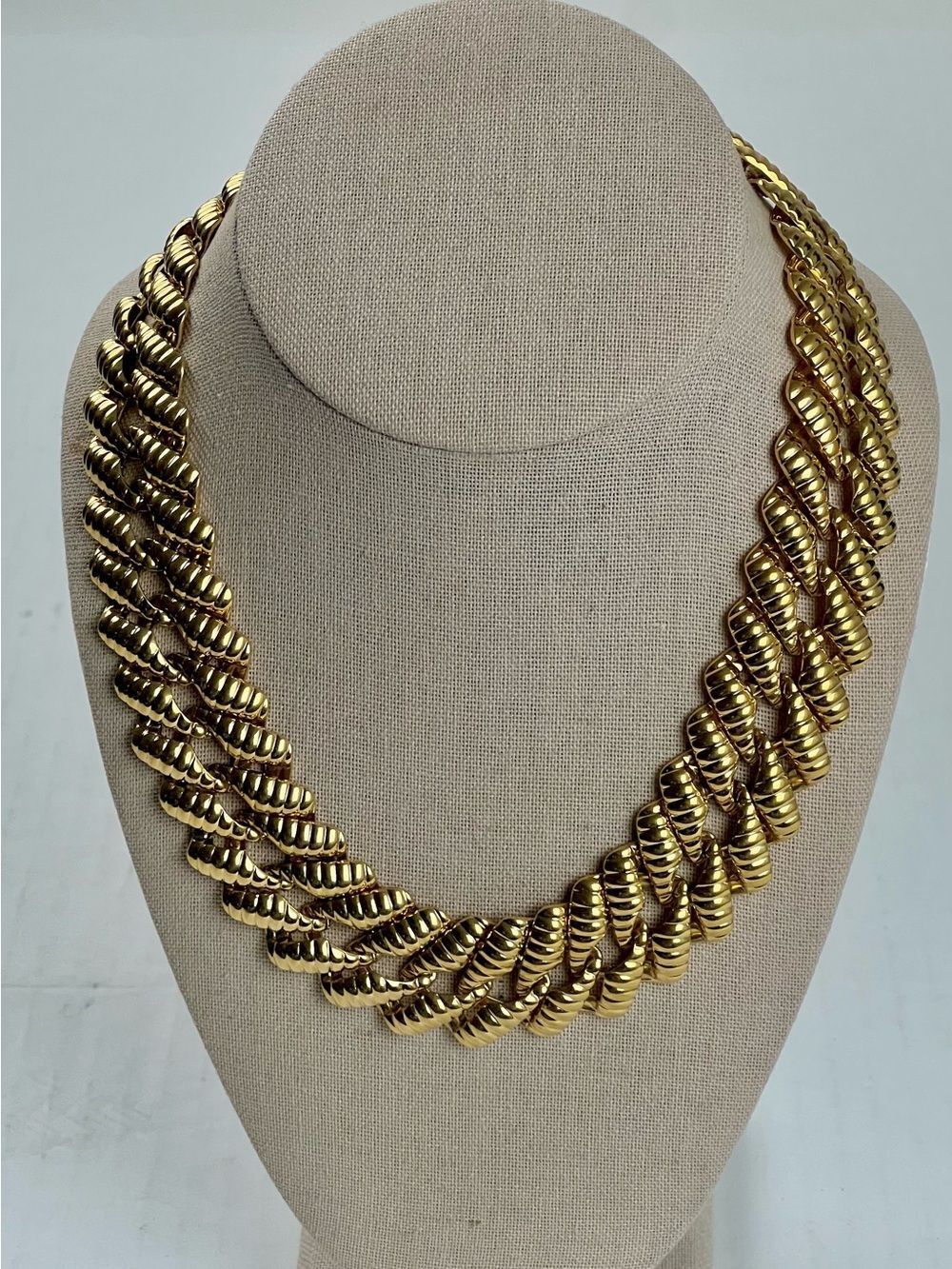 Vintage Napier Gold Tone Multi Strand Statement Collar Necklace Signed